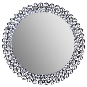<span class=keywords><strong>Miroir</strong></span> <span class=keywords><strong>mural</strong></span> perles argentées salon salle de bain entrée suspendu monté accent maquillage rond métal bijou <span class=keywords><strong>grand</strong></span> luxe moderne - Product Image 2