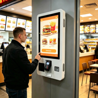 Terminal de commande libre-service LCD 32 pouces avec scanner QR et fonction de paiement, mural ou sur pied, pour restaurants de restauration rapide