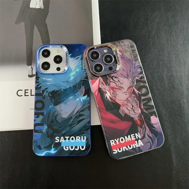 Cámara galvanizada plateada de animación Kakashi Vegeta Zoro Luffy, funda trasera para teléfono móvil para iPhone 14 13 12 Promax