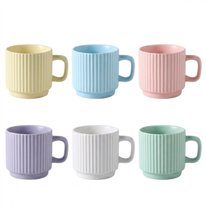 Canecas de Cerâmica Caneladas Estilo Nórdico Minimalista, Atacado a Granel em Estoque, Caneca de Chá e Café de Luxo para Casa, Escritório, Café e Festas - Product Image 4