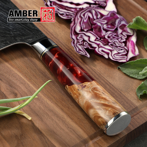 <span class=keywords><strong>Couteau</strong></span> à découper <span class=keywords><strong>chinois</strong></span> AMBER Sharp, en acier Damas personnalisé, manche en résine et bois, <span class=keywords><strong>couteau</strong></span> de cuisine pour légumes - Product Image 5