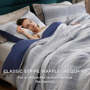 <strong>Duvet</strong> <strong>Cover</strong> Set <strong>Waffle</strong> Weave Textured Striped Soft Breathable Bedding Comforter <strong>Cover</strong> with 2 Pillowcases for All Season - Product Image 3