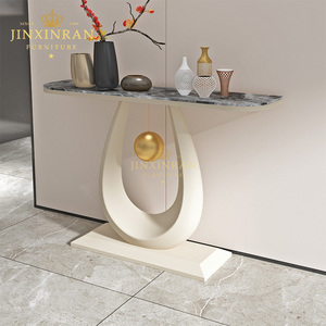 Table console moderne de luxe avec base en métal doré et plateau en pierre frittée blanche, table <span class=keywords><strong>d</strong></span>'<span class=keywords><strong>entrée</strong></span> pour le salon, <span class=keywords><strong>d</strong></span>écoration de la maison - Product Image 4