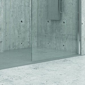 Piatto Doccia Moderno Kamalu Grigio 180x80 in Acrilico con Effetto Pietra Impermeabile per Bagno Esterno Hotel Forma Quadrata - Product Image 3