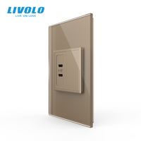 Prise de chargeur USB LIVOLO 120 Type US 20W avec double port rapide Type-C 22.5*45, fonction modulaire pour marchés américains, bureaux et hôtels