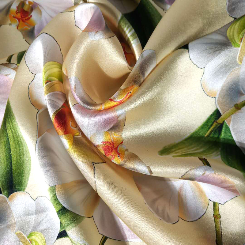 Новая мягкая шелковая ткань с цифровым цветочным принтом, шелковая ткань из Жоржетта, шелковая ткань с принтом