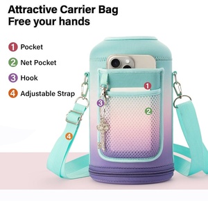 Gran capacidad deporte 18oz 32oz 40oz 64oz 128oz frasco de vacío cantimplora botella de agua gimnasio 1 5 galones aislado viaje jarra de agua manga - Product Image 3