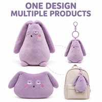 Peluche Monstre à Longues Oreilles Violet Personnalisé en Polyester Ultra Doux Anti-Stress Fabrication Directe Usine OEM ODM