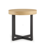 Table basse ronde rustique en métal et bois pour salon