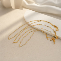 Kalung Rantai Klavikula Tipis Minimalis Wanita Haomi CE Stainless Steel French Wave Twisted dengan Tautan Bulat Berputar-putar