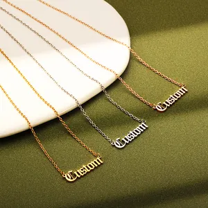 Personalized Name Necklace Custom Names 18K Gold Vacuum Plated Stainless Steel Necklace Personalized Letter Necklace For Women Custom Names Necklace