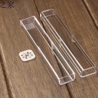 Étui à crayons en plastique transparent carré de petite taille 15,7x2,5x2,5 cm, boîte cadeau, bonne qualité, logo personnalisé