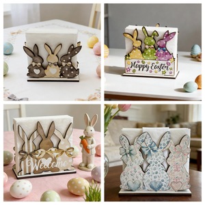 Easter Bunny Wooden Tissue Holder Storage Stand Handmade Decor Indoor Holiday Decoration - Product Image 5