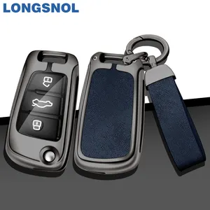 LONGSNOL металлический чехол для ключей от автомобиля из цинкового сплава кожаный чехол для ключей Автомобильный чехол для ключей для Audi A1 Q2L TT Q3 A3 аксессуары для ключей автомобиля