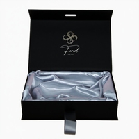 Emballage de luxe personnalisé boîte-cadeau d'emballage de perruque de cheveux doublée en satin noir magnétique