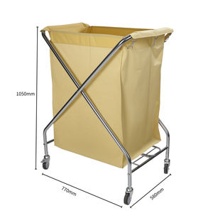 Carrito de Limpieza Plegable Portátil Moderno de Acero Inoxidable para Hotel, con 4 Ruedas Giratorias y Diseño Silencioso - Product Image 2