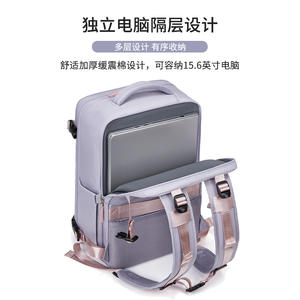 Laptop <b>Backpack</b> For Women Light Purple Multi Functional With Laptop Compartment Casual Everyday Use - Product Image 3