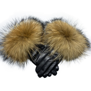 <span class=keywords><strong>Gants</strong></span> en <span class=keywords><strong>cuir</strong></span> véritable de renard pelucheux pour femmes, véritable vêtement en peau de mouton, meilleure vente - Product Image 1