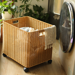 Panier à linge tissé à la main pour évier avec roulettes, pour ranger le détergent et autres articles - Product Image 3