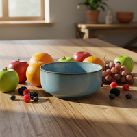 Service de table classique en céramique grès à glaçure réactive verte |   Ensemble de 5 assiettes, bols et tasses |   Compatible lave-vaisselle et micro-ondes