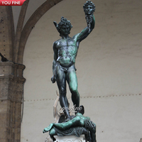 YOUFINE Estatua de Bronce de Perseo con Medusa a Tamaño Real, con Pátina, Mitología Griega Clásica, para Museo y Plaza
