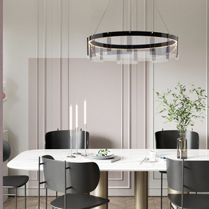 Lustre <span class=keywords><strong>LED</strong></span> suspendu moderne nordique simple, en verre fumé <span class=keywords><strong>noir</strong></span> et fer, pour <span class=keywords><strong>plafond</strong></span> haut, cuisine et salon - Product Image 5
