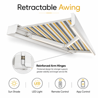 Auvent rétractable motorisé électrique à cassette complète en aluminium pour balcon, villa, terrasse avec commande LED et application WiFi