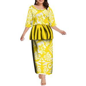 2023新しい夏のタパデザインポリネシア部族サモアPuletasiセットカスタマイズPuletahaエレガントな2ピース衣装セットドレス女性 - Product Image 2