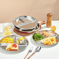 Assiette Enfant en Acier Inoxydable, 9 Pouces, 3 Compartiments, Ronde, pour la Maison et l'École (Vente en Gros)