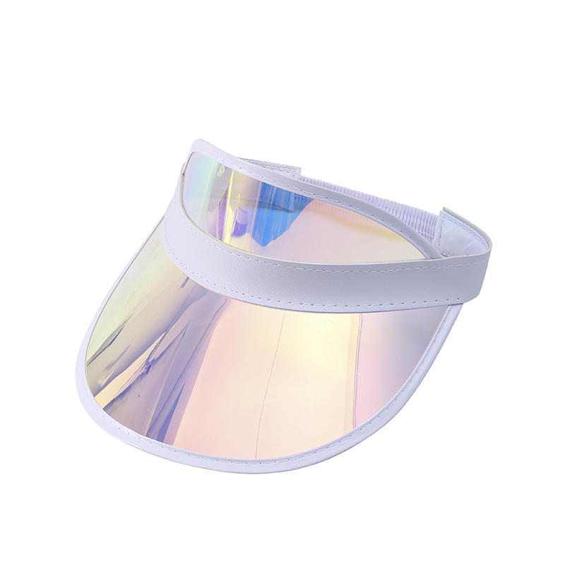 Factory Direct Sales Colorful PVC Visor Hat for Women's and Men's Adjustable Elastic Pink Plastic Visor Outdoor Sun Cap
