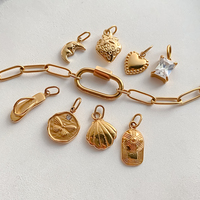 Pulsera de Cadena de Acero Inoxidable con Baño de Oro PVD de 14K, Dijes Intercambiables, Joyería DIY Personalizable con Dijes Removibles