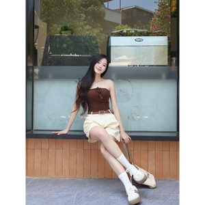 Shorts de bonne qualité pour femmes, 320 g/m², taille haute, coupe droite, emballage compact, fabriqué au Vietnam, échantillon gratuit - Product Image 3