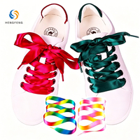 Lacets plats en satin de polyester brillant, rubans lisses, couleurs pastel variées, lacets décoratifs pour chaussures féminines