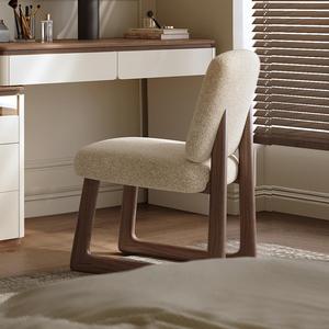 <b>Vanity</b> Chair Cream Fabric Wooden Legs Bedroom Dressing Stool <b>Makeup</b> Desk Chair - Product Image 1