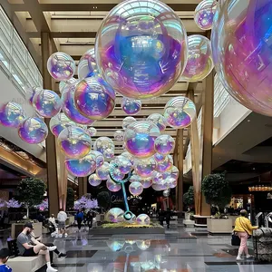 Decorazione pubblicitaria gigante argento sfera gonfiabile sfera a specchio pallone riflettente per Festival Party Stage Show Nightclub