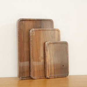 Plateau de service rectangulaire <span class=keywords><strong>en</strong></span> <span class=keywords><strong>bois</strong></span> de noyer écologique avec surface vernie <span class=keywords><strong>pour</strong></span> le thé/le café - Product Image 4