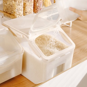 Kitchen <b>Large</b> Capacity Plastic Food Container with Sealing Lid <b>Roller</b> Flip Rice Storage Container Cereal Jars - Product Image 1