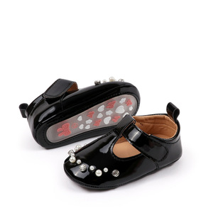 Nueva Llegada, Zapatos Casuales Planos Marry <span class=keywords><strong>Jan</strong></span> de Moda para Bebés Niñas, Diseño de Perlas con Cierre de Velcro para Recién Nacidos - Product Image 4