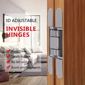 High Quality 60kg 80kg Zinc Alloy 3D Adjustable Concealed Door Hinge 180 Degree Open Hinge Invisible Hinge For Wooden Doors