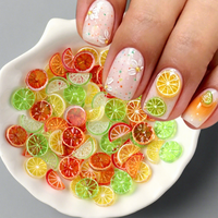 30 stuks/zak Nieuwe Aanwinst Nageldecoratie Zomer IJs-Transparant Frisse Citroenschijfjes Fruit Hars Gemengde Verpakking Decoraties