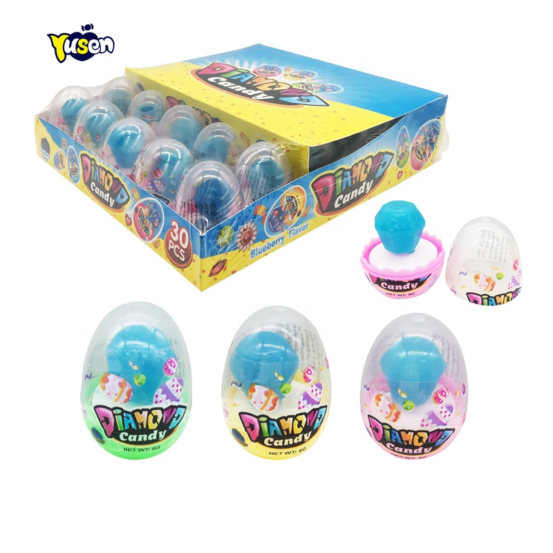 Лидер продаж, высокое качество, забавная пластиковая игрушка-сюрприз в форме яйца, бриллиантовая форма, жесткий леденец, конфеты
