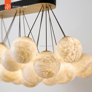 Spanish alabaster globe chandelier for dining room villa foyer <b>lounge</b> <b>lighting</b> - Product Image 2