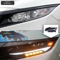 Pour Honda Civic 10ème génération 2016-2021, ensemble de phares LED, lentille de projecteur LED RS, feux de jour DRL, clignotants séquentiels, phare avant, pièces automobiles