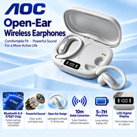 Écouteurs sans fil AOC OEM à oreille ouverte Bluetooth 6.0 avec crochet d'oreille, longue autonomie, son stéréo, fournisseur d'écouteurs personnalisés