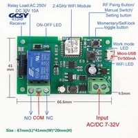 Module de commutation intelligent pour moteur Ewelink 1 canal Wifi RF DC AC 7-32v 1 canal, télécommande 433mhz, fonctionne avec Alex, relais 10A autobloquant