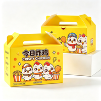 Boîte à emporter en papier jetable personnalisée avec impression de dessins animés pour poulet frit, portable, pour restaurants et emballages de restauration rapide en gros