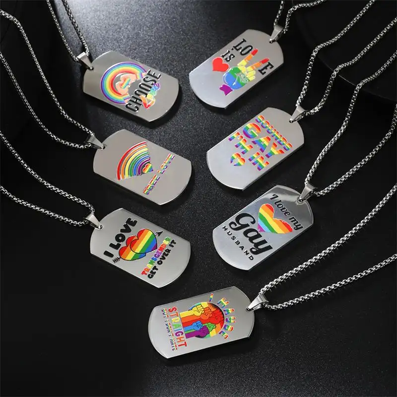 Unisex LGBT Homosexuell Lesben Stolz Halskette Hochwertige Günstige Lager Lgbtqia Homosexuell Lesben Stolz Regenbogen Tag Halskette Für Dekoration