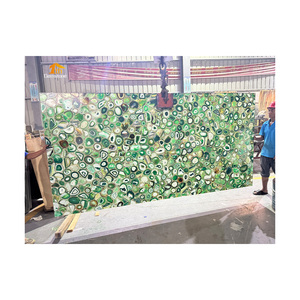 Tùy chỉnh sang trọng màu xanh lá cây Onyx pha lê mã não đá mờ Backlit loại bàn cho nhà bếp - Product Image 5