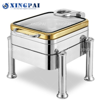 XINGPAI Hôtel Fournitures En Acier Inoxydable 304 Cheffing Plats Hydraulique De Luxe 9L/6L/4L Chafing Dish