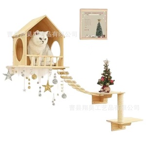 Casa de madera para gatos, rectangular, de madera maciza, resistente, para gatos de tamaño mediano - Product Image 2
